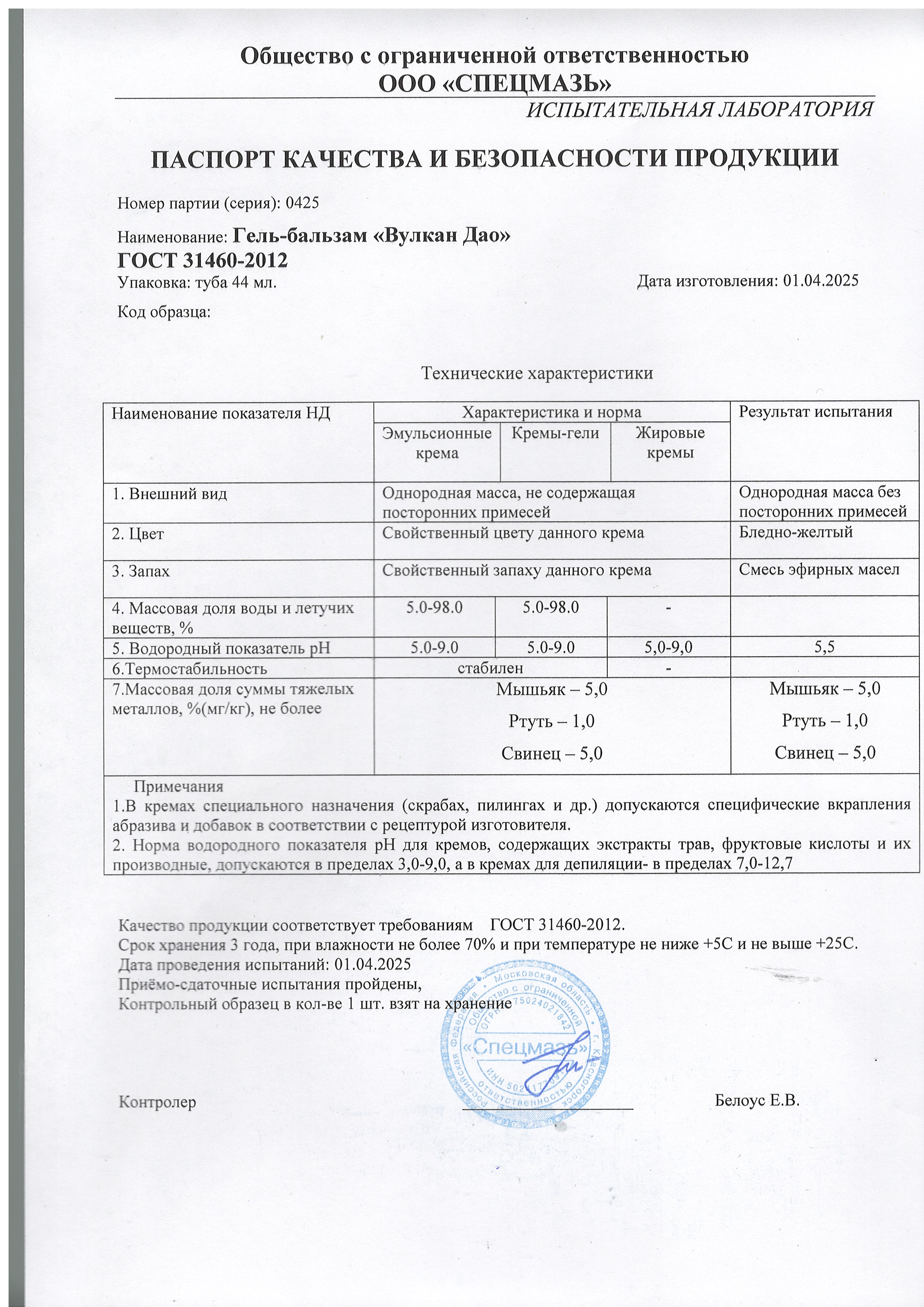 Паспорт №042025